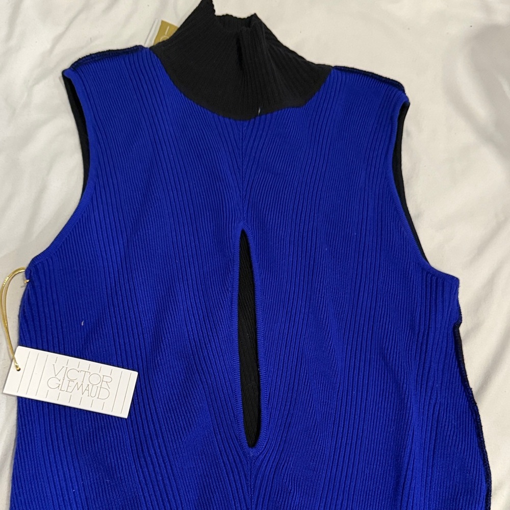 Victor Glemaud Royal Blue and Black Knit dress